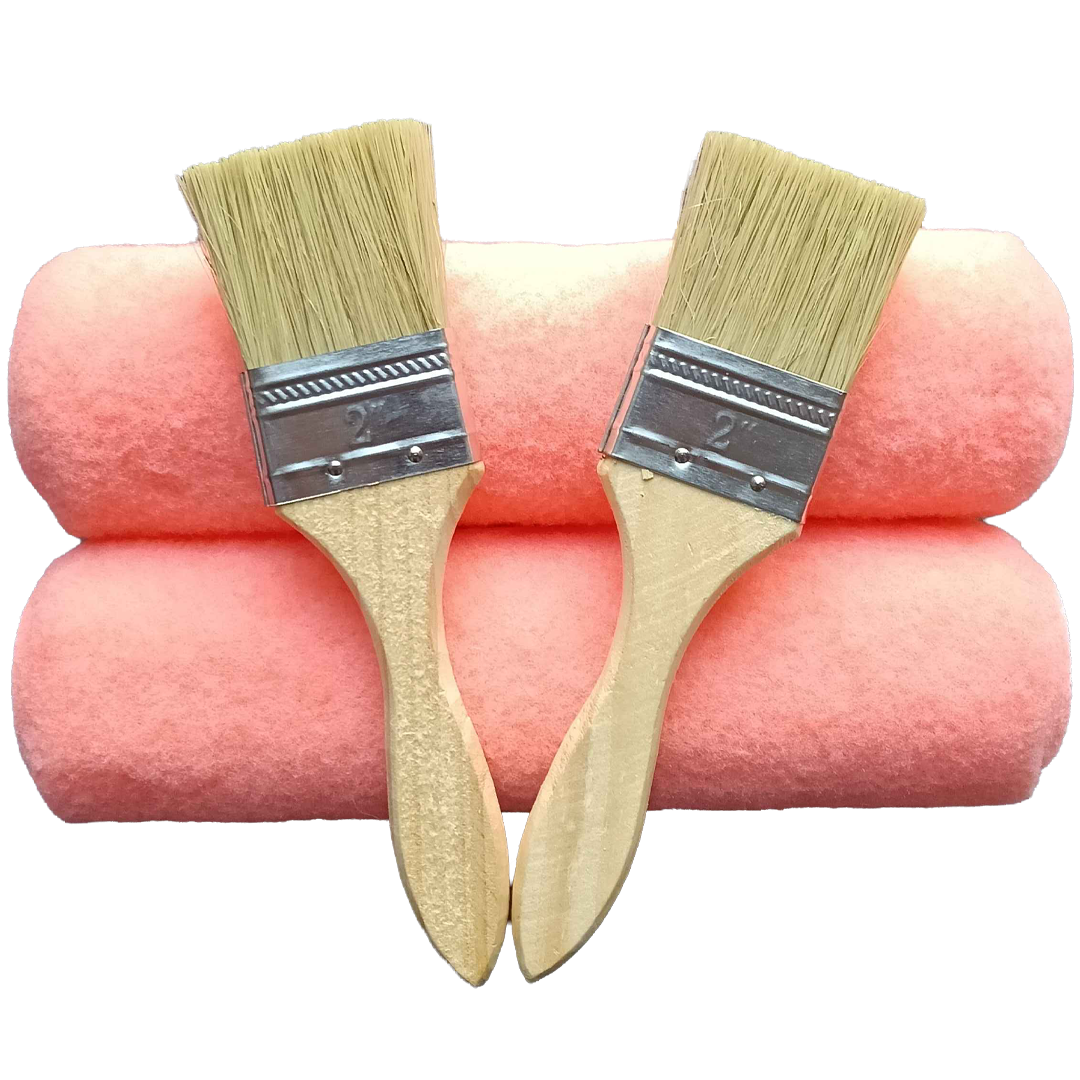 2 pack 230mm roller covers with 13mm nap and two 2 inch brushes for applying concrete sealers, coatings and paving sealers