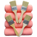4 pack 230mm roller covers with 13mm nap and four 2 inch brushes for applying concrete sealers, coatings and paving sealers