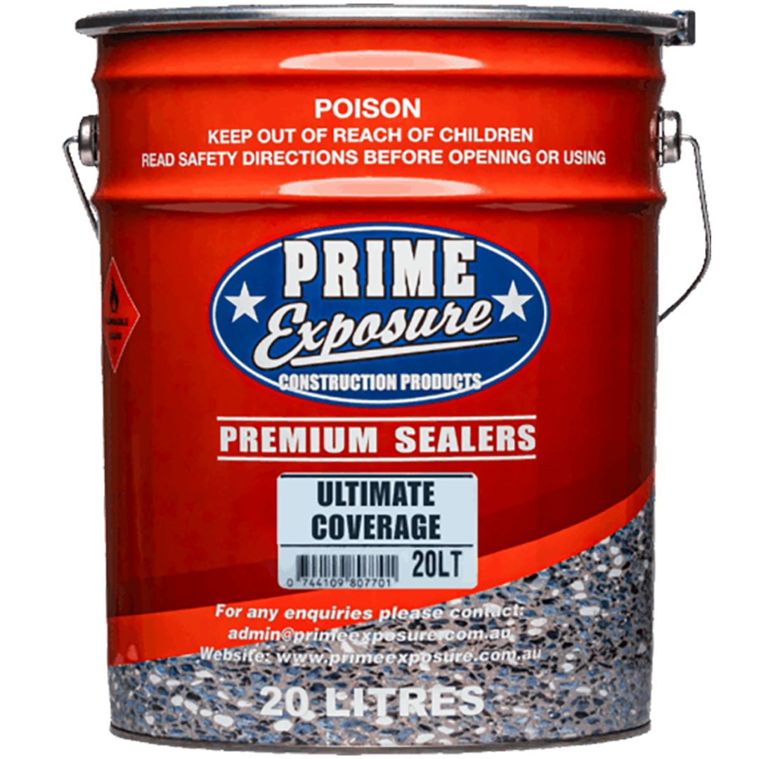 Prime Ultimate Coverage exposed aggregate sealer for enhancing colour and protecting exposed aggregate concrete surfaces