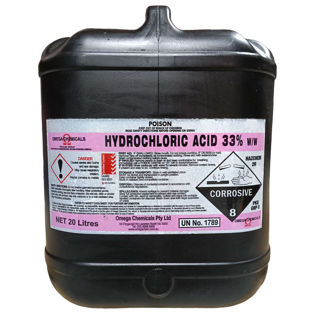 Hydrochloric acid 33 percent for concrete surface preparation, acid etching and concrete cleaning before sealing