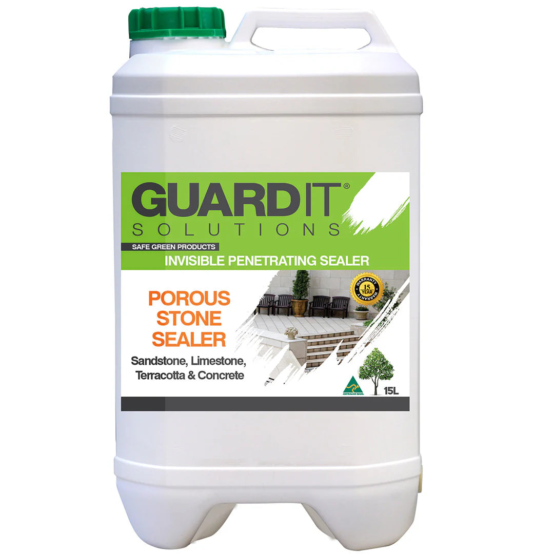 Porous stone sealer 15 litre for protecting and sealing natural stone, paving and porous concrete surfaces